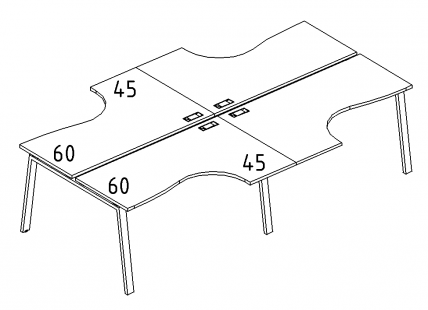 А4 3 181-2 Рабочая станция со столами эргономичными "Классика" м/к TRE (4х140) 280x184x75
