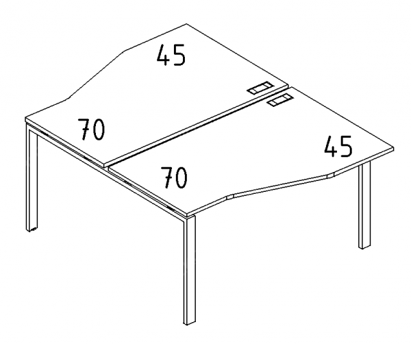 А4 1 190 Рабочая станция со столами эргономичными "Техно" на м/к (140x184x75)