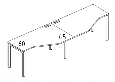 A4 1 051-2 Рабочая станция со столами эргономичными "Техно" на м/к UNO (240x90x75)