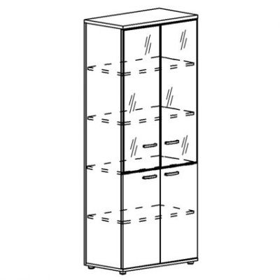 А4 9390 Шкаф для документов со стеклянными дверьми в алюминиевой рамке (задняя стенка ДСП) 78x43.4x 
