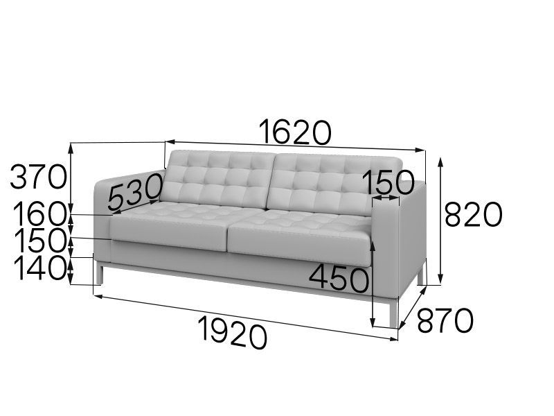 Космо диван 3-местный на металлокаркасе (1920 x 870 x 820)