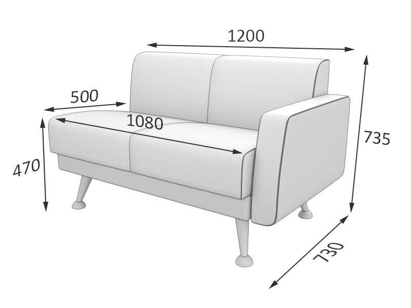 Лион Секция 2-местная с левым подлокотником (1200*730*735)