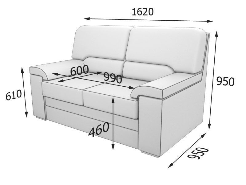 Элла  Диван 2-местный (1620 х 950 х 950)