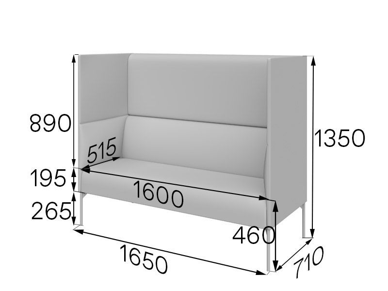 Бридж Диван 2-местный высокий 1650 (1650*710*1350)
