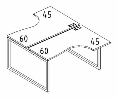 А4 4 181 Рабочая станция со столами эргономичными "Классика" м/к QUATTRO (2х140) 140x184x75