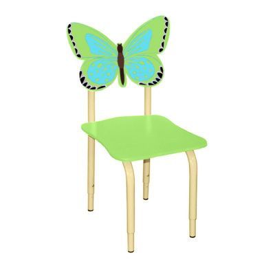 РК122 Стул детский на м/к регулируемый Бабочка лайм-голубой