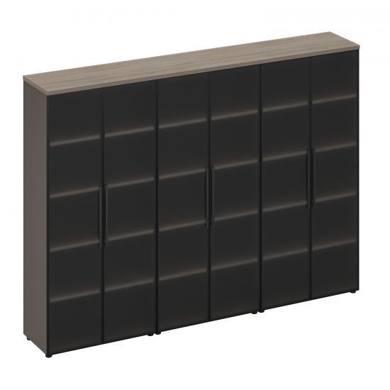 РС 331 Шкаф для документов со стеклянными  высокими дверями (стенка из 3 шкафов) (271x46x198)