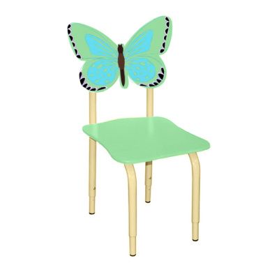 РК122 Стул детский на м/к регулируемый Бабочка салатовый-голубой