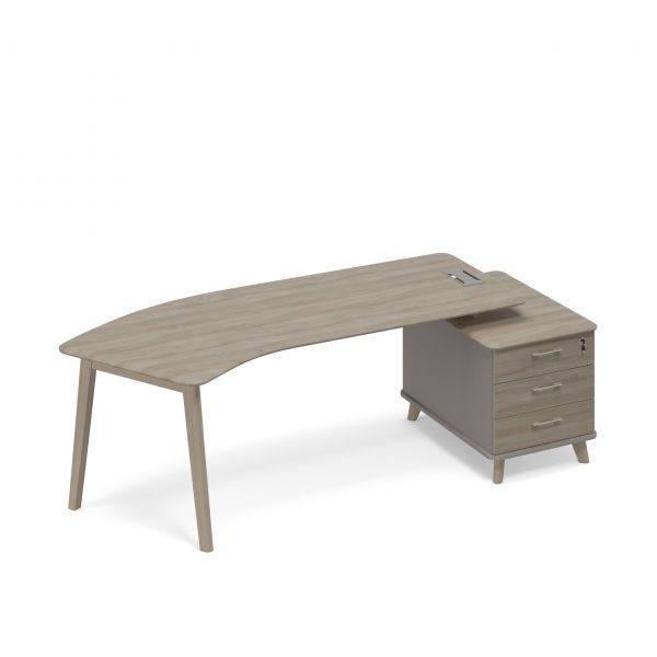 ТМ В2 132 Стол эргономичный на тумбе малой (тип 5) WOOD правый 245.8x100x75.6 