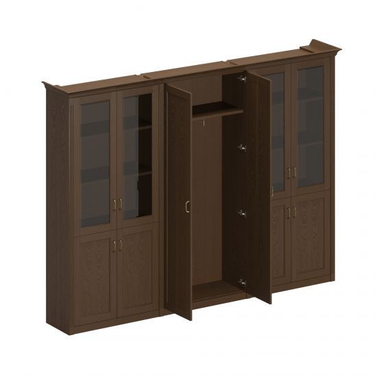 ПС 374 Шкаф комбинированный высокий (1 для одежды+2 для док-тов со стекл. дверями) 299.4x46.4x218.8