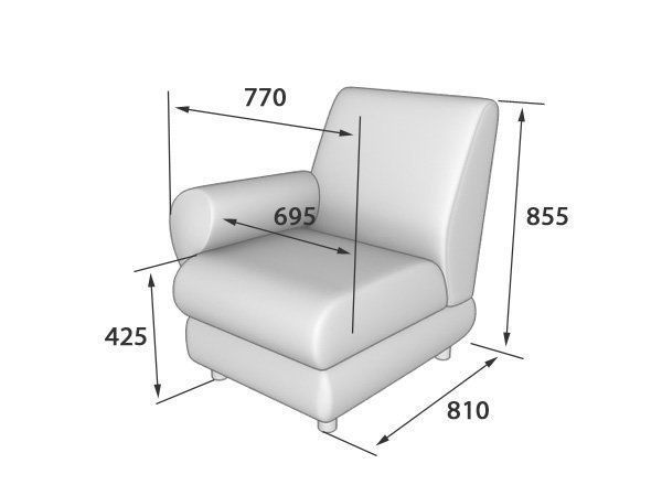 Матрикс Секция 1-местная с правым подлокотником (760*800*855)