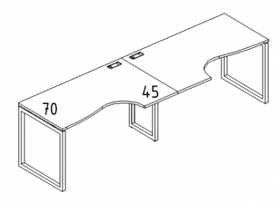 А4 4 041-2 Рабочая станция со столами эргономичными "Классика" м/к QUATTRO (2х120) 240x90x75