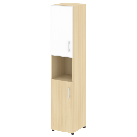 LTSU1.4R R/L white Шкаф высокий узкий (стекло лакобель белое в раме) (400х450х1987)