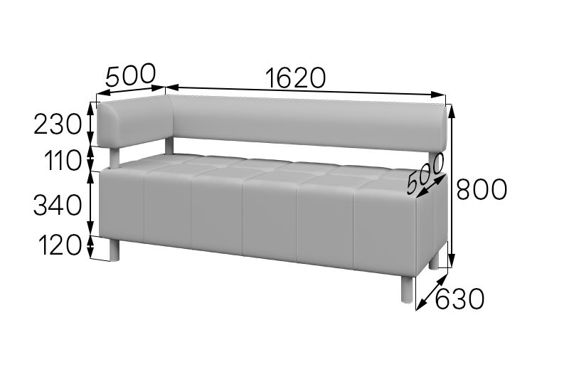 Юнит Модуль 2-местный правый (1620х630х800)