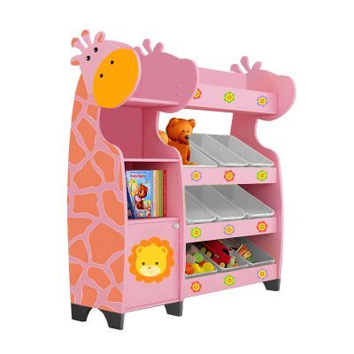 РК Стеллажная наклонная система хранения 25/4 с декорацией розовая (серия Жираф)