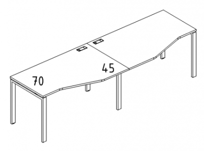 A4 1 061-2 Рабочая станция со столами эргономичными "Техно" на м/к UNO (240x90x75)