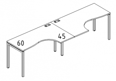 А4 2 035-2 Рабочая станция со столами эргономичными &quot;Классика&quot; на м/к DUE (2х160) 320x90x