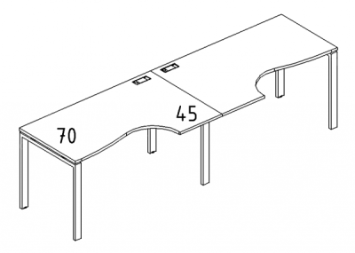 A4 1 041-2 Рабочая станция со столами эргономичными "Классика" на м/к UNO (240x90x75)
