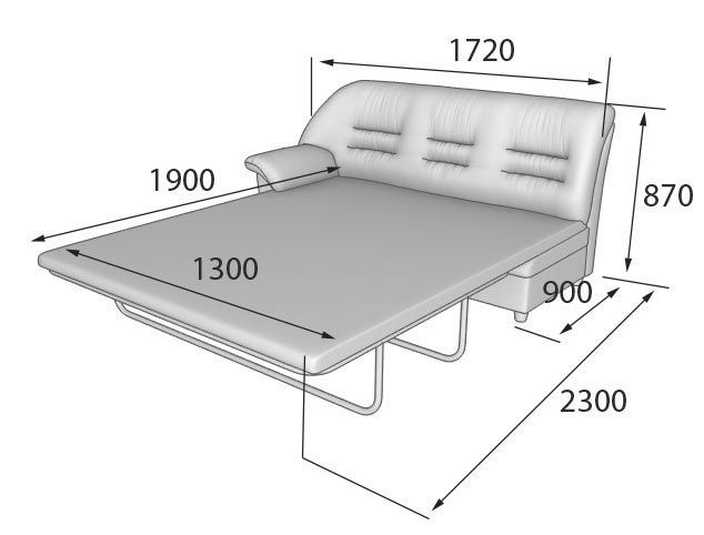 Премьер  Диван 3-х местный раскладной с правым подлокотником (1730 х 900 х 900 (1300х1870))