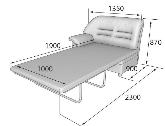 Премьер  Диван 2-х местный раскладной с правым подлокотником (1400 х 900 х 900 (990х1870))