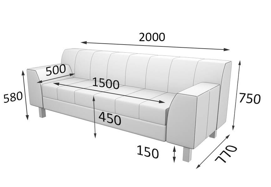 Флагман Диван 3-местный (2020 х 770 х 735)