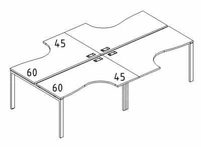 А4 1 181-2 Рабочая станция со столами эргономичными "Классика" на м/к (280x184x75)