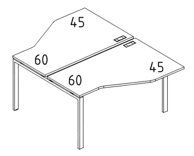 А4 1 186 Рабочая станция со столами эргономичными "Техно" на м/к (120x184x75)