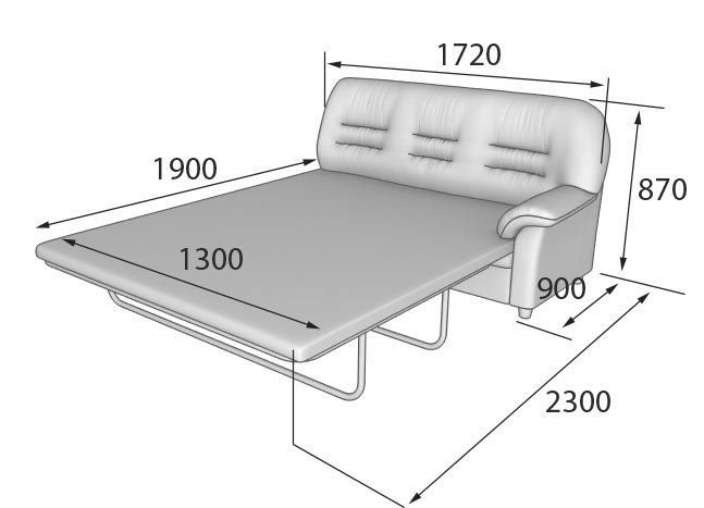 Премьер  Диван 3-х местный раскладной с левым подлокотником (1730 х 900 х 900 (1300х1870))