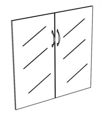 К622 Двери стеклянные низкие прозрачные (2шт.) (116х40х0.4)