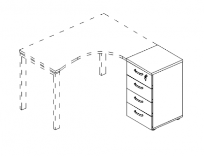 А4 9223 Тумба приставная 4-ящичная с замком (42х45х75.6)