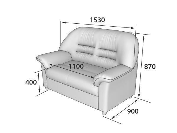 Премьер  Диван 2-х местный (1540 х 900 х 900)
