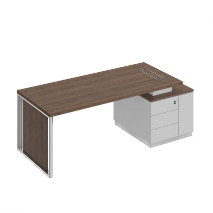 БР112 Bravo Стол руководителя на опорной тумбе (левый/правый) с декоративной вставкой 218x90x75