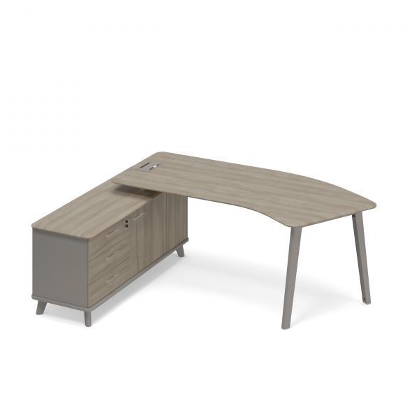 ТМ М1 125  Стoл руководителя эргономичный левый (тип 5) с тумбой опорной 216.4x159.2x75.6 