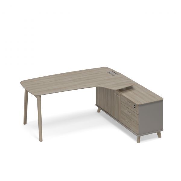 ТМ В2 122 Стол эргономичный с тумбой (тип 4) WOOD правый 196.4x161.2x75.6 