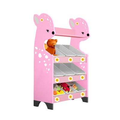 РК Стеллажная наклонная система хранения 35/6 с декорацией розовая (серия Оленёнок)