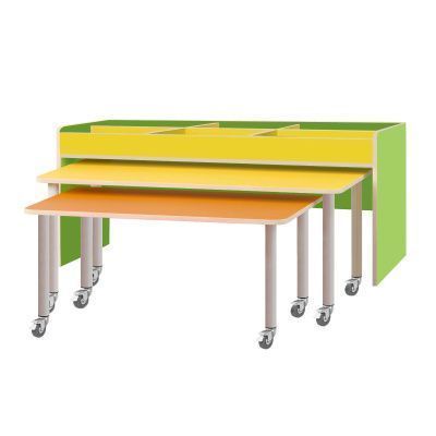 РК651 КОМПЛЕКТ.СТОЛЫ ДЕТСКИЕ НА ПОВОРОТНЫХ КОЛЁСНЫХ ОПОРАХ 