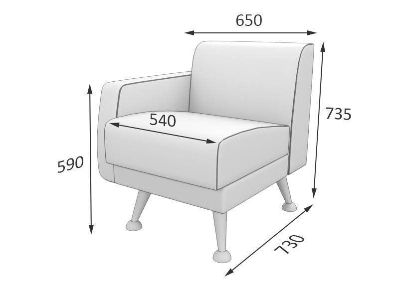 Лион Секция 1-местная с правым подлокотником (650*730*735)