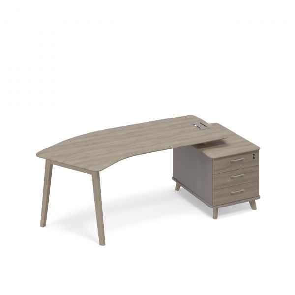 ТМ В2 130 Стол руководителя правый тумба малая (тип 5) WOOD эргономичный 225.8x100x75.6