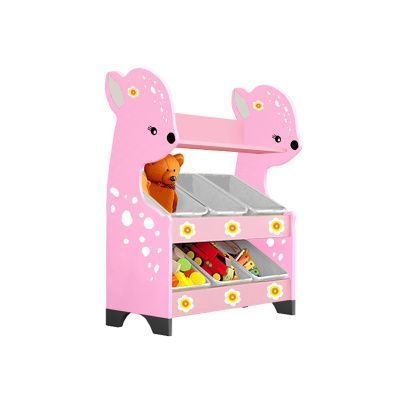 РК Стеллажная наклонная система хранения 35/5 с декорацией розовая (серия Оленёнок)