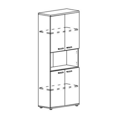А4 9374 Шкаф для документов 4-дверный с открытой нишей 78x36.4x193