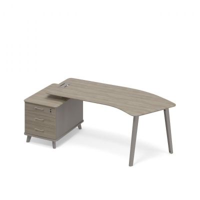 ТМ М1 129  Стол руководителя эргономичный на опорной тумбе малой левый(тип 5)225.8x100x75.6