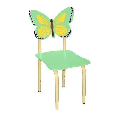 РК122 Стул детский на м/к регулируемый Бабочка салатовый-жёлтый