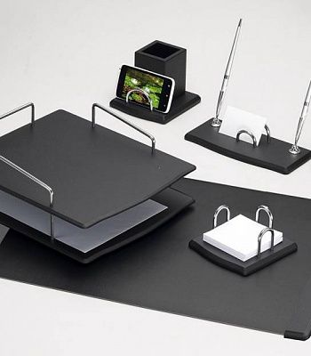 Набор настольный Good Sunrise B/LF5S-3A МДФ/иск кожа черный (5 предметов)