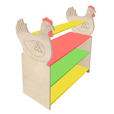 РК Тумба для игрушек и пособий 11 с декором (4 полки) курица 890х600х1200мм