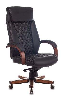 БР T-9924WALNUT Кресло руководителя, кожа/ дерево