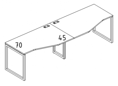 А4 4 061-2 Рабочая станция со столами эргономичными "Техно" м/к QUATTRO (2х120) 240x90x75 