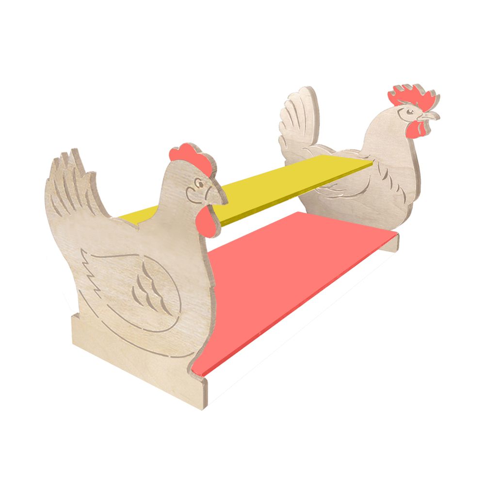 РК Тумба для игрушек и пособий 13 с декором (2 полки) курица-петух 890х600х600мм