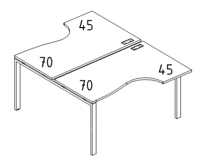 А4 1 185 Рабочая станция со столами эргономичными "Классика" на м/к (160x184x75)