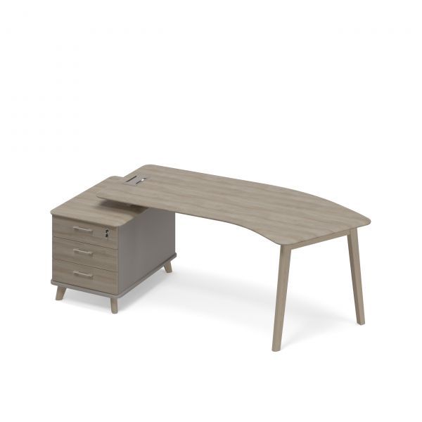 ТМ В2 129 Стол эргономичный на тумбе малой левый (тип 5) WOOD 225.8x100x75.6