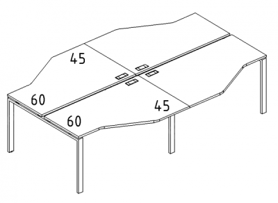 А4 1 188-2 Рабочая станция со столами эргономичными "Техно" на м/к (320x184x75)